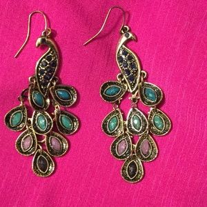 Peacock dangle earrings